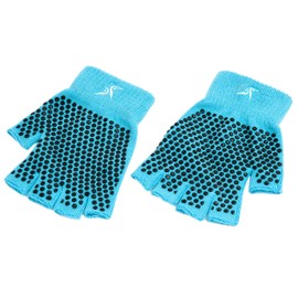 ProsourceFit Grippy Yoga Gloves, One Size Fits All, Non-Slip Fingerless Design in Aqua