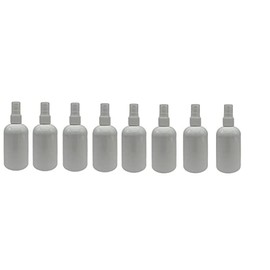 Natural Farms 4 oz Plastic White Boston BPA FREE Bottles - 8 Pack Empty Refillable Containers - Essential Oils Cleaning Products - Aromatherapy - White Fine Mist Sprayers - Made in the USA