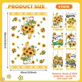 Set of 6 Sunflower Kitchen Towels Gnome Dish Towels Seasonal Beach Cloth Summer Tea Towel Sunshine Nautical Kitchen Towels, Hand Towels, Tea Towels, Housewarming Gift for Home, Hand Towels