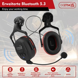HEARMOR Industrial Helmet for Working at Heights Adult Construction Helmet with Bluetooth Active Hearing Protection Passed EN12492 Certification, EN397 Shock Absorption and Penetration Resistance Test