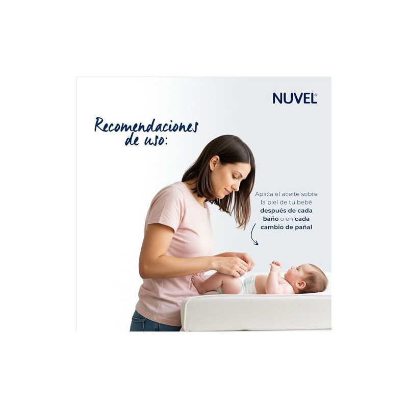 Nuvel Aceite para Bebé Humectante, Fórmula Hipoalergénica, 250 ml, Hidrata