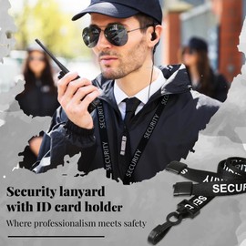PCL Media Ltd Pre Printed Security Lanyard with Safety Breakaway & ID Card Holder - Black I.D Badge Holder with Heavy Duty Printed Lanyard Rope - SIA Professional Identity Card Sleeve