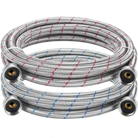 15FT Extra Long Washing Machine Hoses 3/4'' Standard NPT Connections | Burst-proof No-leak Washer Hoses Hot and Cold Stainless Steel Washer Hose 2 Packs by Fetechmate