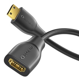 Sonero® Mini HDMI auf 4K HDMI Portsaver Adapter, Premium High Speed, Mini HDMI C Stecker auf HDMI A Buchse, vergoldete Kontakte, zweifache Abschirmung, PVC-Mantel, 0,15m