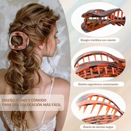 6 Piezas Pinzas para Cabello, Horquillas Planas para Cabello, Diseño Plano y Curvo Ergonómico Antideslizante para Mujer, Accesorios Ideales para Todo Tipo de Cabello, Grueso o Fino