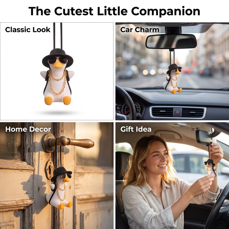 1 Pack Swing Duck Rear View Mirror Hanging Ornament, Rear