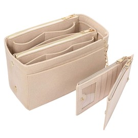 Felt Bag Organizer with Credit Card Holder, Ladies Bag in Bag Handbag Organizer Large Beige, Bag Organizer with Zipper Beige S