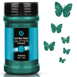 Glitter- Noverbee Turquoise Glitter, Fine Glitter- 50g Extra Fine Glitter. Great Resin Accessories, Craft Glitter, Glitter Powder for Slime, Powder for Nails, tumblers, Ornaments, Candle.