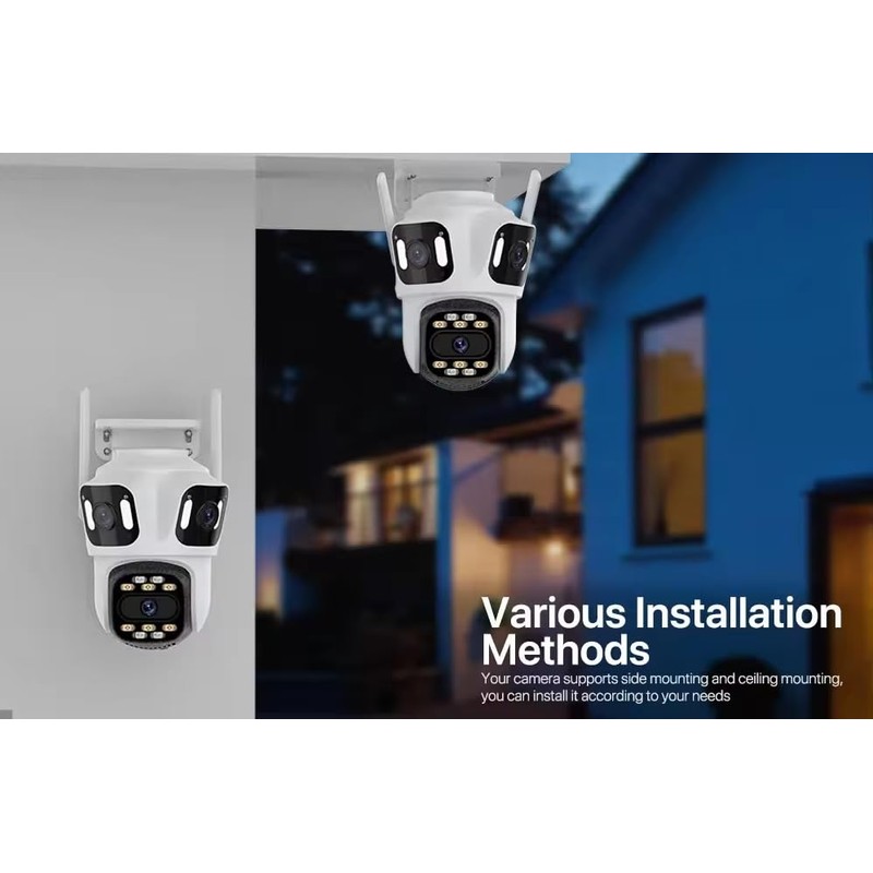 GESKS ICSEE 4K 8MP 3 Lens WiFi PTZ Security Camera,