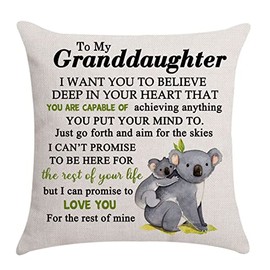 Aocaso Granddaughter Gifts from Grandparents-Cushion Cover Throw Pillow Cover for Granddaughter from Grandma Grandpa, Granddaughter Birthday Gifts Thanksgiving Gifts (Granddaughter-B)