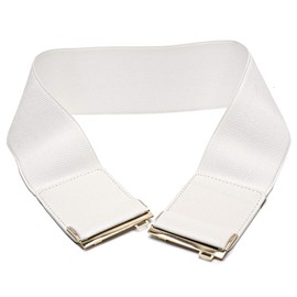 Beltox Womens 3" Wide Belt Elastic Stretch Cinch Waistband Lady Cummerband (30-51", White Belt)