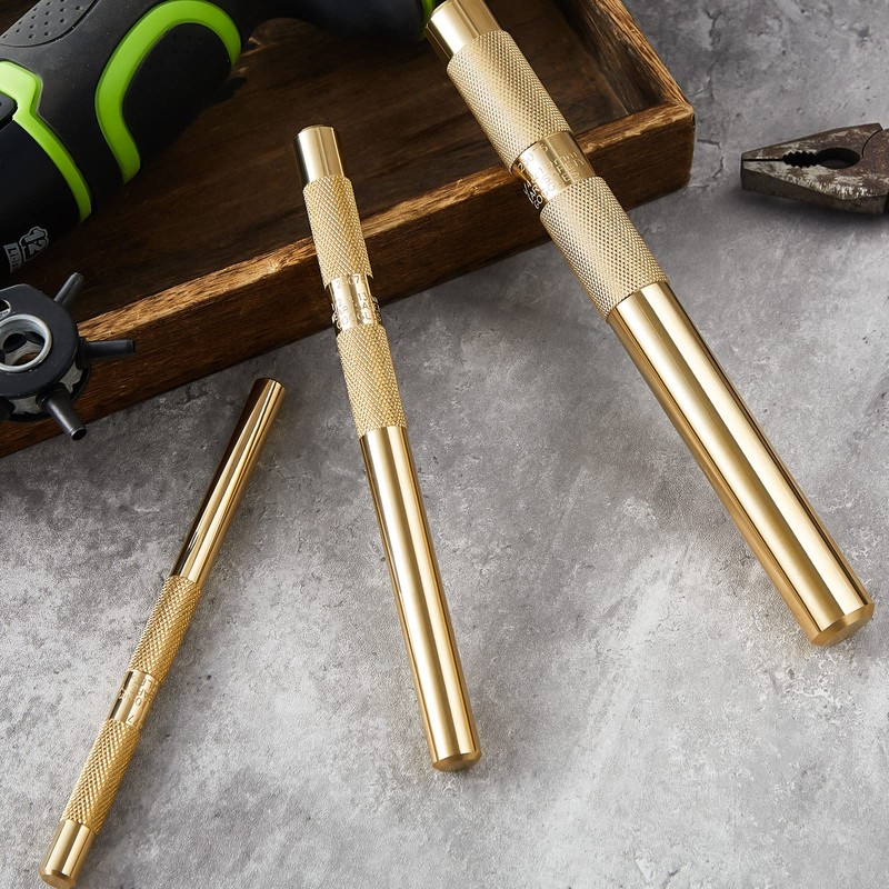3 Pcs Brass Drift Punch Set, 3/4, 1/2, 3/8 Inch,