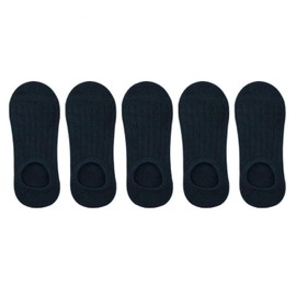 JIALWSJWAN 5 Pairs Black No Show Invisible Socks, Breathable, Anti-Slip, One Size Fits All