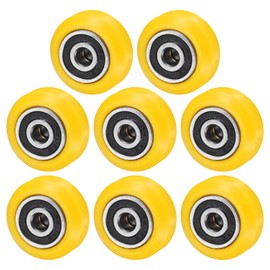 M METERXITY 8pcs 3D Printer Roller V Slot 0.94"/24mm Solid POM Pulley Wheel for 3D Printers 625RS Double Bearing for 3D Printers and CNC Machines [Yellow]