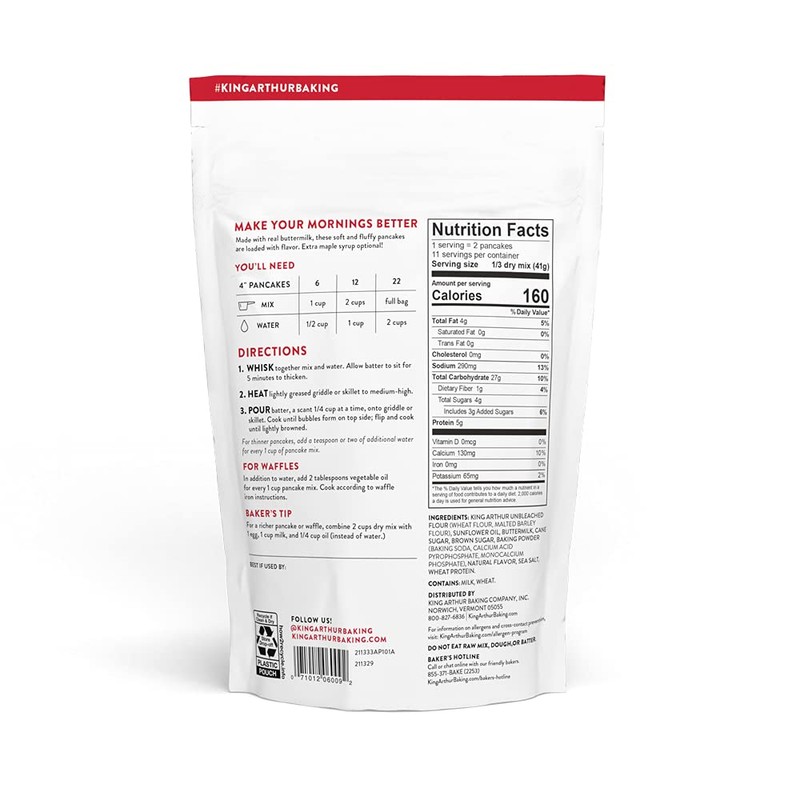 King Arthur Buttermilk Pancake Mix Just Add Water, Sourced Non-GMO,