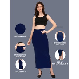 Mehrang - Enagua moldeadora de sari de licra para mujer, ropa de forma para sari grande, color granate, marino, Large