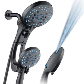 Hotel Spa AquaCare As-Seen-On-TV High Pressure Handheld/Rain 50-mode 3-way Shower Head Combo with Adjustable Arm - Anti-clog Nozzles, Tub & Pet Power Wash, 6 ft. Hose, Rubbed Bronze Finish