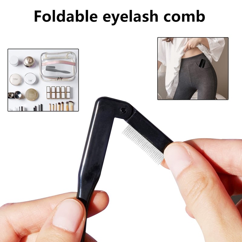 Acavado Peine de pestañas plegable, cepillo de pestañas para cejas,