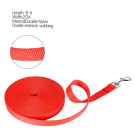 TGRexha Training Leash for Dog 15ft 30ft 50ft, Long Puppy Lead Leash for Small/Medium/Large Dog Training, Backyard Play, Camping, Recall Training 15ft/Red