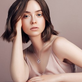 NINAMAID 925 Sterling Silver Heart Necklace for Daughter, Mother Daughter Necklace, Birthday Christmas Gifts