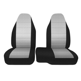 runfider 2Pcs 60/40 Cloth High Back Bench Seat Cover Fit for Ford Ranger XLT Front 1998 1999 2000 2001 2002 2003 Without Console Cover Gray