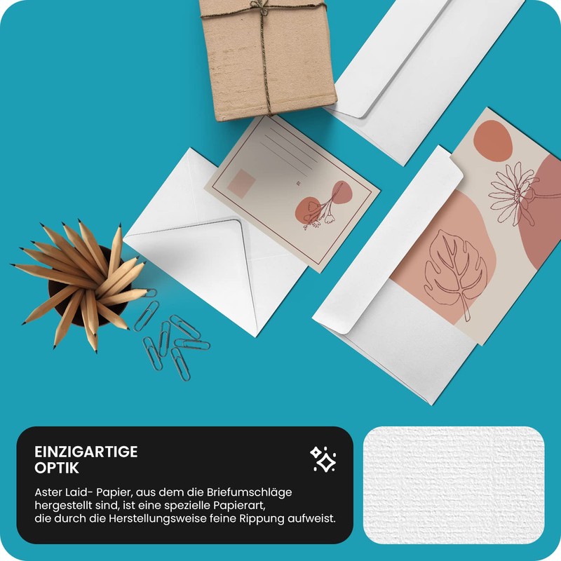 Netuno B6 White Ribbed Envelope (25), 120gsm Aster Laid Paper,