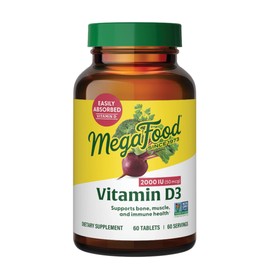 MegaFood MegaFood Vitamin D3 2000 IU (50 mcg) - Vitamin D Supplements with Real Food, Immune Support, Supports Bones, Teeth & Muscles, Vegetarian, Certified Non-GMO, Kosher C 60 Tablets, 60 Servings