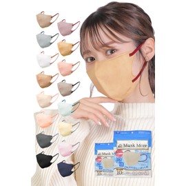 [MaskMore] マスクモア 3Dマスク 冷感マスク 不織布 立体 不織布マスク 立体マスク 小顔マスク 丸顔タイプ バイカラー おしゃれ カラーマスク 20枚入り モカ