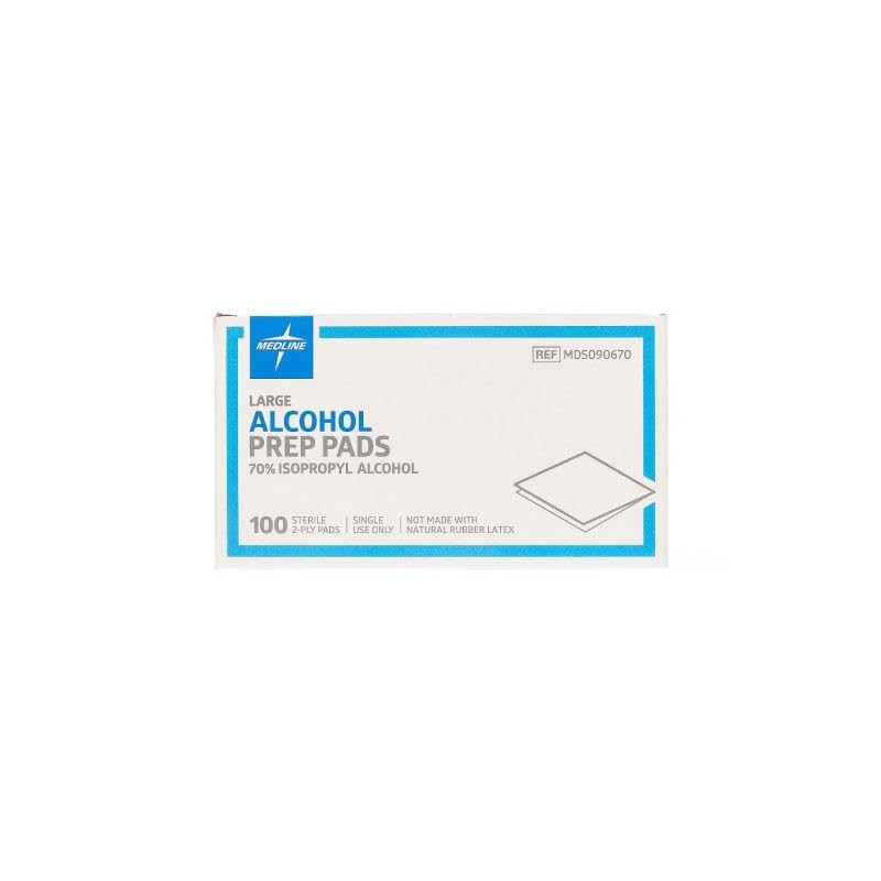 Medline Sterile Alcohol Prep Pads, Large, 100 Count