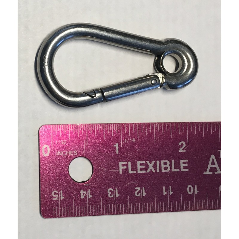 Stainless Steel 316 Spring Hook with Eyelet Carabiner 1/4" Marine