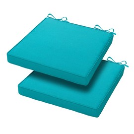 Magpie Fabrics 18"x18"x2.5" Square Corner Seat Cushion, 2 Pack, Indoor/Outdoor Waterproof Weather Resistant Universal Seat Cushions Chair Pads, for Patio Garden Dining Office Floor (Teal)