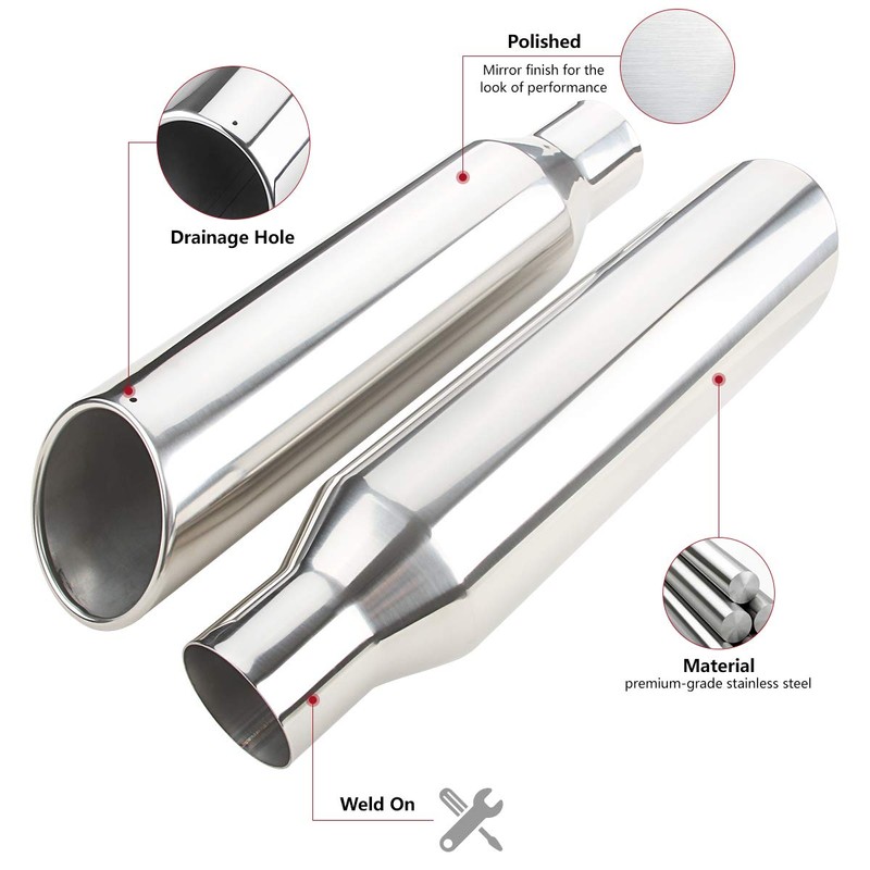 LCGP 2 Pcs 2.5" Inlet Exhaust Tips,2.5" Inlet x 4"