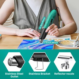 Yeegewin Heat Gun, 380W Fast Heat Mini Hot Air Gun with 2-Temp Settings 480°F-850°F(249°C-455°C) Overheat Protection Reflector Nozzle, 4.9Ft Long Cable for Shrink Wrap,Vinyl, Crafts, Epoxy Resin