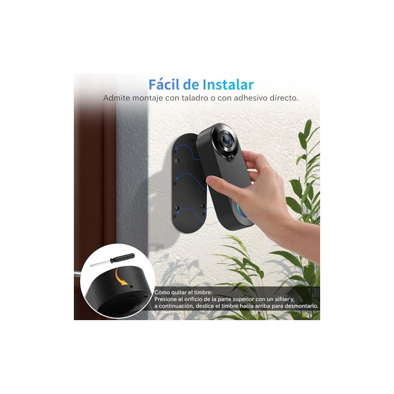 BUXFMHT Timbre con Video Inalambrico, Video Timbre Inteligente con Audio