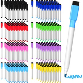 Kosiz 200 Pcs Magnetic Dry Erase Markers Fine Point Tip Whiteboard Markers with Eraser Cap Magnetic Dry Erase Pens Erasable Pens for Whiteboard Boards (Colorful)