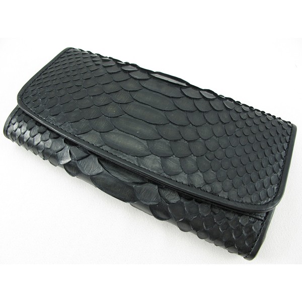 Pelgio Genuine Python Snake Skin Leather Women's Trifold Clutch Wallet