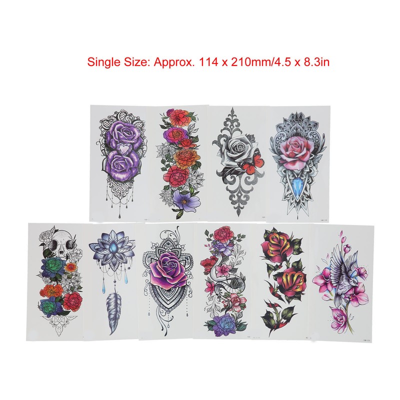 20pcs Temporary Tattoos Stickers Waterproof Long Lasting Flower Fake Tattoo