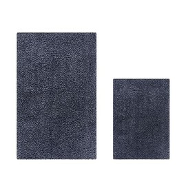 Better Trends Micro Plush Collection Tufted 100% Polyester 2 Piece Set (17" x 24" | 24" x 40") Bath Rug Set, Charcoal