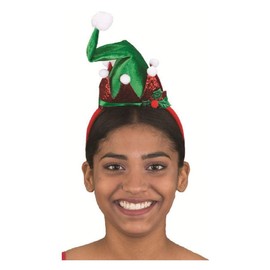 Elf Mini Hat Headband - Green/Red - Christmas - Costume Accessory - Adult Teen