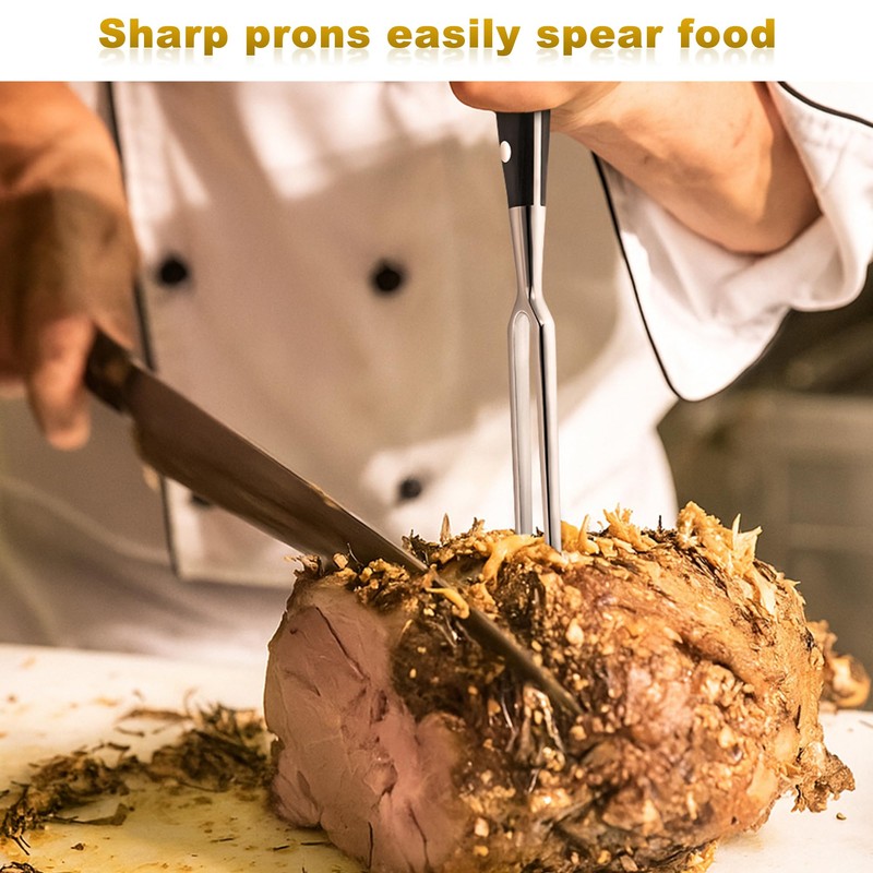 luvtree Heavy-Duty Stainless Steel Carving Fork with Black Wood-Sheathed Handle