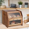 Double Layer Bread Box – Acacia Wood Bread Bin with