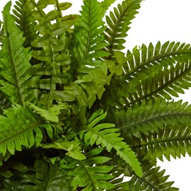 Nearly Natural 6308 Boston Fern in White Planter Artificial Plant, Green