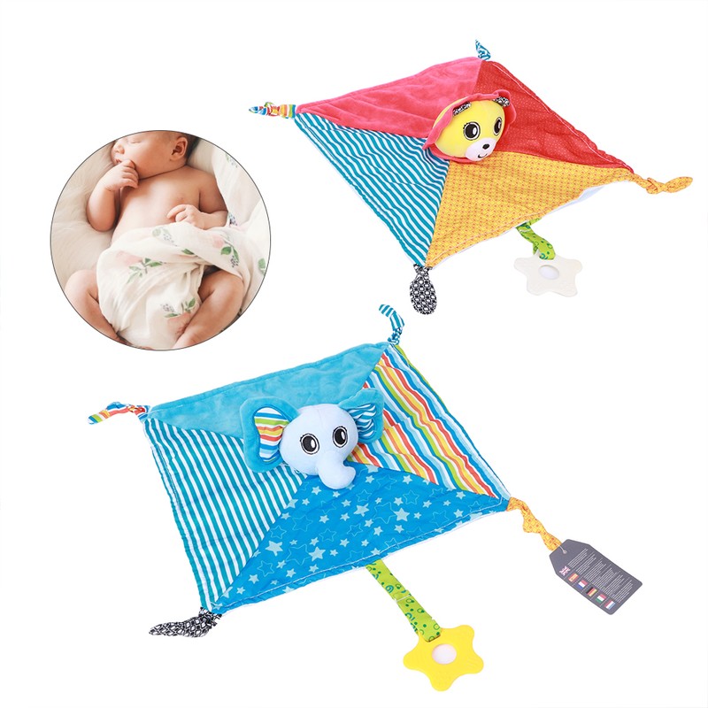 2pcs Infant Soft Cartoon Animal Appease Towel Teether Baby Soothing