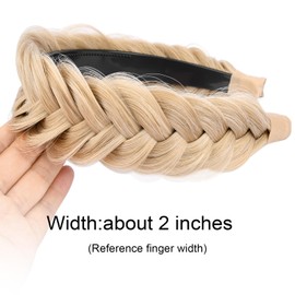 Gledola Wide Messy Braided Headband with Teeth Synthetic Hair Braided Headband High Elasticity Braids Braided Hair Band Hairpiece for Girls Women (Honey Blonde)