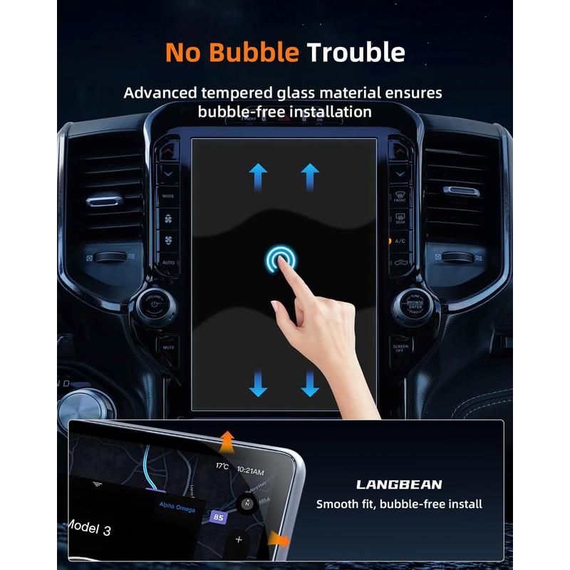 LANGBEAN Anti-Glare Matte 12-Inch Screen Protector for 2019-2025 Dodge Ram1500/2500/3500