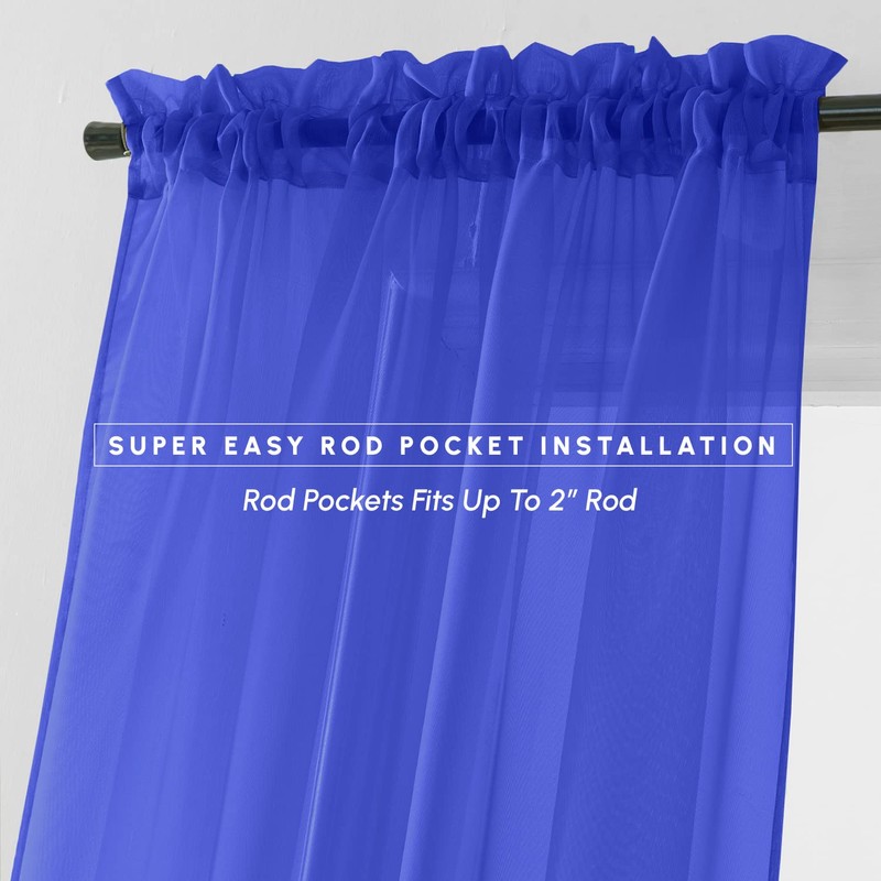 Elegant Comfort 2-Piece Sheer Panel with 2inch Rod Pocket -