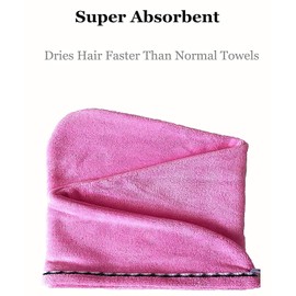 Fast Hair Drying Towels Microfiber Ultra Absorbent Hair Turban Quick Dry Cap, Long Hair Wrap Bath Shower Head Towel 10 inch X 25 inch/ 25 x 65 cm 2 Pack