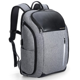 Ponhog 17 Inch Laptop Backpack for Men, Business Travel Anti-Theft Backpack with USB Charging Port, Water Resistant Computer Bag Carry On Flight Approved for Work College Weekender, Light Gray