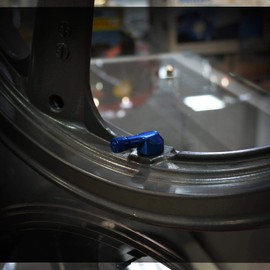 NEX Performance Forged Alloy Angled Valve Stem with Pre-Applied Threadlocker Nut, 0.357in (8.3mm) Size, Blue