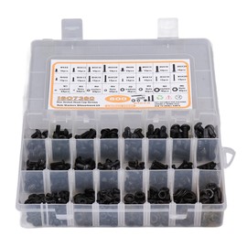 600Pcs Hex Screw Nut Flat Washer M3 M4 M5 M6 Assortment Set Kit with Wrench Tweezers